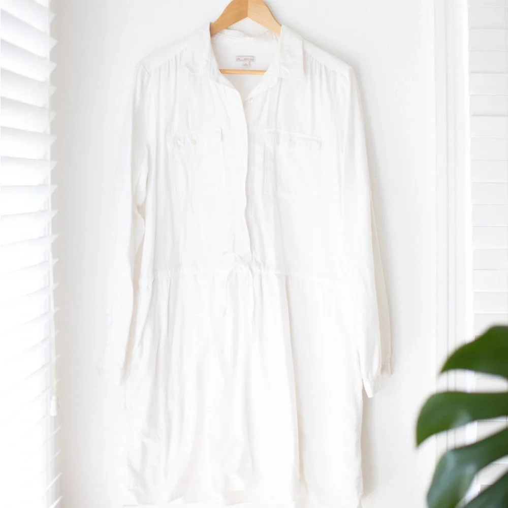 Gap white collar dress with drawstring and pockets - Picture 1 of 3